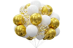 30Pcs Gold White Confetti Latex Balloons Kit Helium Balloons for Wedding Girl Birthday Party Decoration Party Supplies