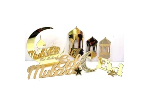 New Designs 2022 Grand Eid Mubarak Party Supplies Muslim Islam Eid Mubarak and Ramadan Wood Decor