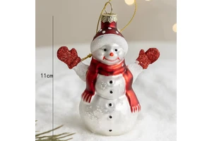Unique Design Wholesale Christmas Tree Glass Ornaments Snowman with Red Gloves Silver Painted Christmas Decorations