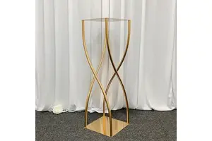 High Quality 90cm Golden Metal Floral Display Stand Table Flower Stand Table Centerpiece for Wedding Decoration Metal Gold Color