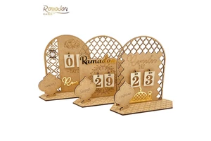 Hot Sales Wooden Ramadan Advent Calendar 20x7x20CM Customizable Design for Muslim Home Decor Eid Celebrations Ramadan Supplies