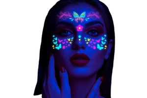 Selling Temporary Music Festival Fluorescent Waterproof Face & Tattoo Stickers 10x15cm Nightclub Masquerade Neon Glow