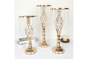 Modern High Quality Gold Metal Wedding Flower Stands Vases Centerpieces Decorations for Home Table Use