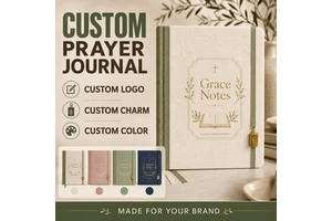 LABON Sage Green Two Tone Grace Notes Journal Set Gold Foil Bible Study Notebook Hardcover Linen Prayer Book Sourcing Gift Box