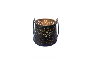 Hot Selling Metal Iron Tea Light Votive LED Light Source Glasses Shape for Garden Hanging Table Top Ramadan Decorations at Price