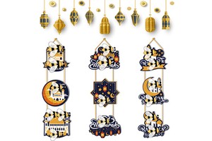 DAMAI Ramadan Party Door Hanging Star Decorations & Moon Festival Hanging Ornaments Creative Supplies for EID Festive Decor