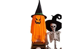 Halloween Plastic Decoration Glowing Big Ghost Party Supplies Skull Frame Pumpkin Atmosphere Layout Battery Operated 3D