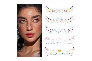 Hot Sale Waterproof Sparkle Glitter Face Freckles Stickers Star Heart Makeup Carnival Temporary Pride Rainbow Freckles Tattoo
