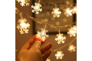 Battery Operated Waterproof 3m 20leds Twinkle Flashing Snowflake String Christmas Light Outdoor Indoor Xmas Tree Display
