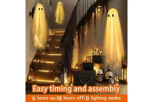 Halloween Decorations 3pcs Hanging Ghost Decor Light Indoor/Outdoor Halloween Ornaments Halloween Yard Tree Decor Win!