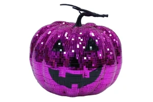 Large Dark Pink Glass Mirror Face Pumpkin Decoration for Halloween New Holiday Supplies
