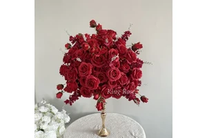 Wedding Party Centerpieces Table Decorations Burgundy Silk Flower Ball Large Flower Ball Centerpieces Red Rose Flower Ball