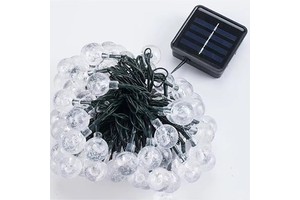 30 LED Solar Bubble Ball String Lights Christmas Holiday Fairy Lights for Garden IP65 Rated Warm White Dimmable