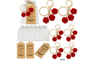 10 Set Rose Keychain Party Favors Set Rose Keyring Gifts Flower Key Ring for Wedding Bridal Guest Souvenir Birthday Baby Shower