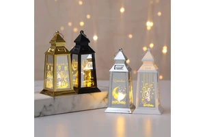 Microstar LED Light Tabletop Lantern Plastic Lamp Interior Ramadan Supplies for 2025 Eid Mubarak Gift and Ramadan Decorations