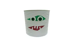 Halloween Pumpkin Monster Metal Bucket Galvanized Iron Candy Pail Durable Spooky Party Decoration 3D Portable Outdoor Use for