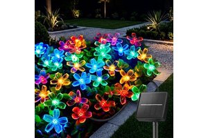 60 LED Flower Solar Plastic Crystal String Lights IP44 Waterproof Fairy Lights Garden/Fence/Patio Christmas Tree Wedding
