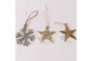 Custom Color Red Gold White 3D Mirror Star Shaped Modern Christmas Tree Hanging Ornament