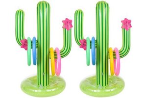 Wholesale Party Accessories Hawaiian Pool Beach Party Decoration Inflatable Cactus Ring Toss Game Set