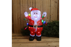 Acrylic Santa Holding Multicolor String Lights Outdoor Christmas Light Garden Decoration