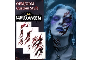 Waterproof Non-toxic Fear Halloween Facial Body Makeup Portable Temporary Tattoo Sticker For Halloween Decorative Stickers