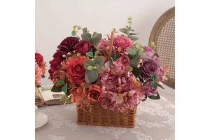 Creative Hibiscus Rose 6 Stem Artificial Flower Bouquet Nature Style Wedding Centerpieces Table Decorations Dining Table Table