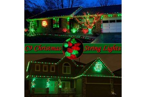 IPX High Quality Plastic LED C9 Christmas Lights String RGBW 48FT Indoor Outdoor Colorful Lights