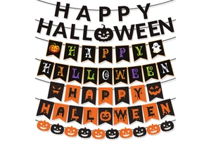 Happy Halloween Pumpkin Ghost Garland Banners Spooky Party Decorations Supplies Bulk Wholesale Hanging Flag Home Bar Festival