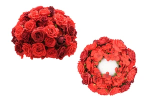 S-A9083 2pcs 1.31ft Artificial Red Rose Flower Ball Wedding Birthday Table Banquet Supplies