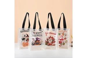 Shop Promotional Bags Custom Logo Tote Laminated Clear Pp Woven Shopping Bag Christmas And Halloween Gift Bags