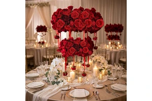 Wholesale High Quality Large Wedding Centerpiece Table Decoration Silk White Rose Artificial Flower Ball for Event Party