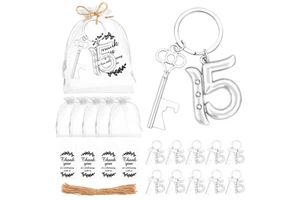 New Arrival-Wedding Party Favors Bottle Openers Key Chain of Silver 15th Birthday Party Souvenir Favors and Gifts