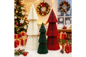 120cm/150cm/180cm Large Size Paper Tree Christmas Festival Paper Honeycomb Ornaments with Magnets Xmas Home Decorations