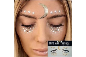Non-toxic Glitter Face Freckles Water-Resistant Holiday Party Gold Silver Temporary Tattoo Metallic Face Art Tattoo Carnaval