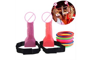 2Pcs Bachelorette Party Favor Night Party Ring Toss Game Party Games Hen Girls Night Novelty Props Adult Shaped Toss Game