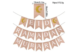 Islamic Muslim RAMADAN Party Decoration Supplies Star Moon Ramadan Eid Mubarak Banner