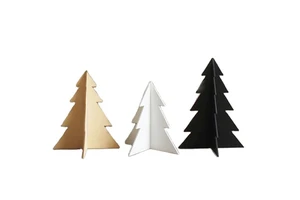 Custom Cute Tricolor Desk Decor Tree Shape Wooden Ornaments Christmas Decorations