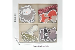 Wooden Animal Owl Fox Rabbit & Skunk Christmas Ornaments Hanging Home Decor
