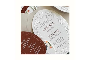 Customized Luxury Letterpress Wedding Card High-end Wedding Invitations Text Embossed Postcard List Menu Card