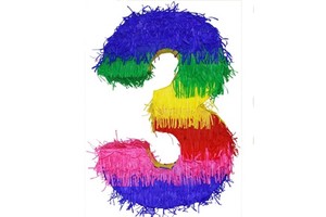 HKH Number Multicolor Party Small Pinata for Birthday, Centerpiece Decoration, Anniversary, Mexican Pinata Game (Number 3)
