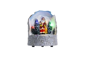 Festive Desktop Ornaments LED Light Moving Santa Claus Xmas Wood Holiday Party Crafts Christmas Gifts-Wholesale Factory Direct
