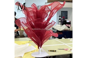 MILE Luxury Artificial Red Gauze Large Backdrop Wedding Table Flowers Centerpieces for Party Home Office Hotel Table Decoration