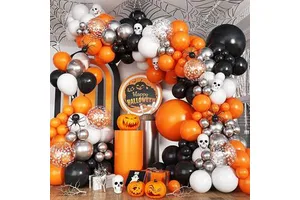 Wholesale Orange Black Halloween Balloon Arch Kit Pumpkin Skull Spider Confetti Latex Balloon Garland Kit Holiday Party Supplies