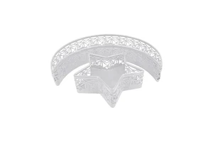 Prime Quality Metal White Powder Coated Tray Ramadan Ornament Table Decorative Snacks Dates Serving Tray Ramadan Eid Supplies