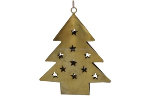 Top Selling Christmas Metal Hanging Decorative Ornaments Golden Color Outdoor Garden Decoration Supplies
