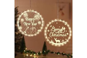 Christmas Window Lights Decorations Large-Battery Operated Led Christmas Light for Outdoor Indoor Decorations Hanging 3D Lights