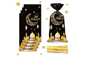 2025 Islamic Muslim Party Supplies Eid Mubarak and Ramadan Kareem Umrah Decoration Plastic Candy and Cookie Bag for Gifts