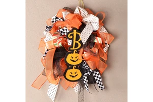 BOO Halloween Wreath with Pumpkin Door Sign Festive Front Door Decor for Halloween Party Favors