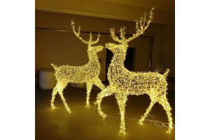 Artisan Crafted 3D Reindeer LED Christmas Light Large Outdoor Iron Frame Motif for Yard Garden Park Holiday Decoration