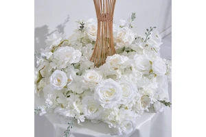 New White Artificial Wedding Table Decor Flower Wreath for Wedding Event Table Centerpiece Decor Handmade Flowers